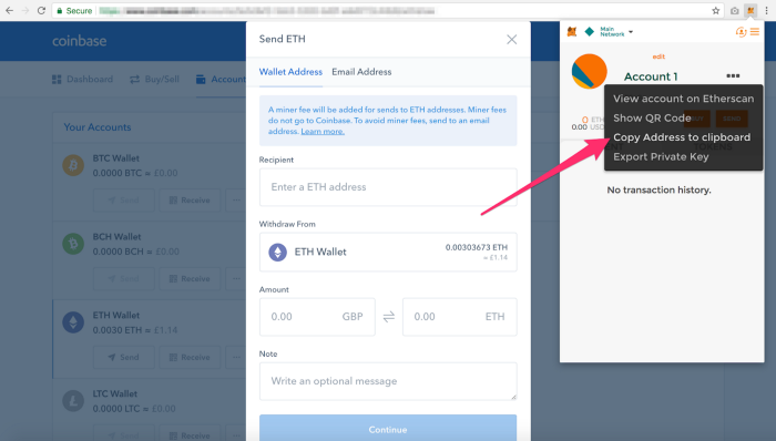 Comment transférer un NFT de Coinbase vers MetaMask